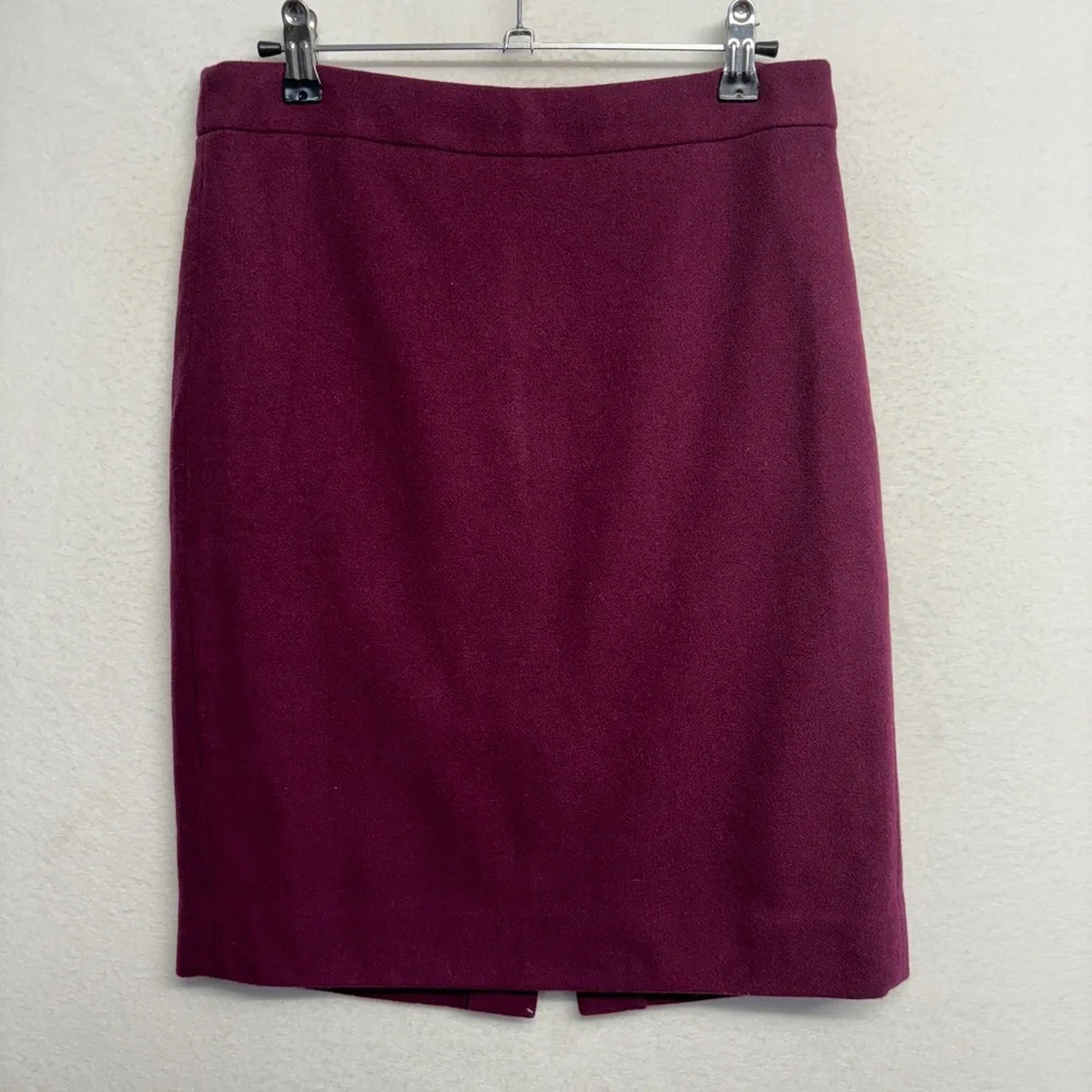 J Crew No. 2 Pencil MIDI Skirt Wool Berry Red‎ 2